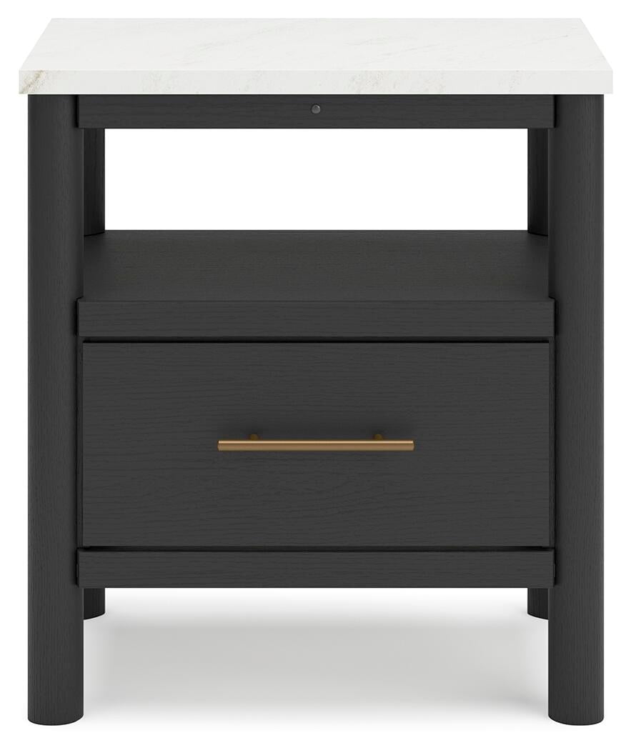 Signature Design by Ashley Cadmori Nightstand with Light and Wireless Charging, Black/White
