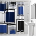 thumbnail image 4 of Abstract Geometric Black Blue Block Fabric Shower Curtain Modern Art Washable Shower Curtains for Bathroom, Waterproof Bath Curtain with Hooks Home Decor 72x84in, 4 of 8