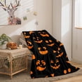 thumbnail image 4 of Halloween Blanket Flannel Fleece Blanket Cartoon Ghost Black Orange Soft Plush Throw Blanket for Bed Couch Floor and Chair (Black, Throw(50"x60")), 4 of 6