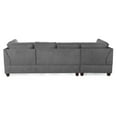 thumbnail image 3 of Poundex 3 Piece Fabric Sectional Sofa Set with Ottoman in Gray, 3 of 5