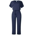 thumbnail image 4 of MELDVDIB Plus Size Women Short Sleeve Playsuit Clubwear Straight Leg Jumpsuit With Belt, Gift on Clearance, 4 of 8