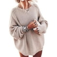 thumbnail image 6 of Women's Oversized Sweaters Batwing Sleeve Mock Neck Jumper Tops Chunky Knit Pullover Sweater, 6 of 11