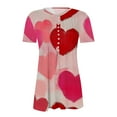 thumbnail image 5 of Lmnyox Women's Short Sleeve Shirt Heart Graphic V Neck Button Tunic Tops Valentine's Day Casual T Shirt Clothes, 5 of 5
