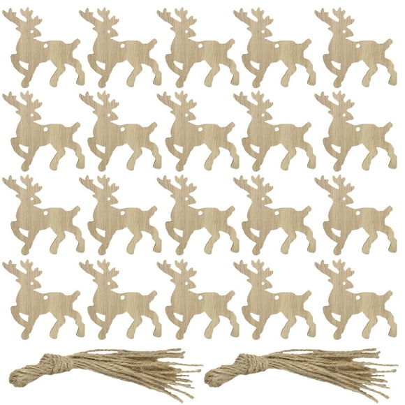 20 Pcs 1 Ensemble Cadeaux Festifs Artisanat en Bois Ornements Suspendus Elk de Noël