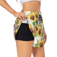 thumbnail image 2 of Bixox Women's Sunflowers pattern 2 in 1 Running Shorts - Lightweight Athletic Workout Gym Yoga Shorts Liner with Pockets - Small, 2 of 5