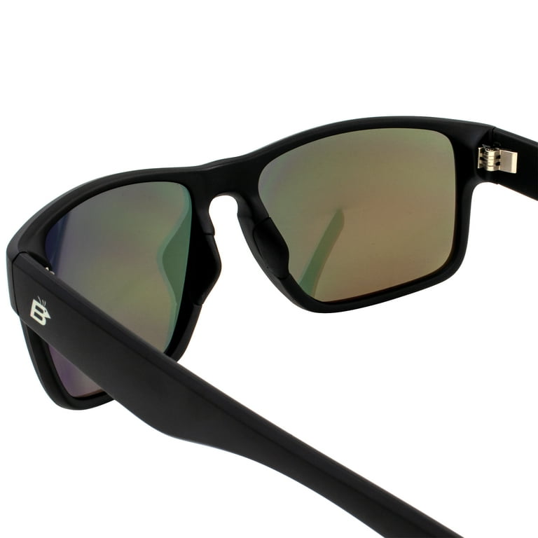 Birdz Glide Sunglasses Fashion Retro Scratch Resistant Lightweight Black Square Frame Blue and Red Mirror Lens, Women's, Size: adult