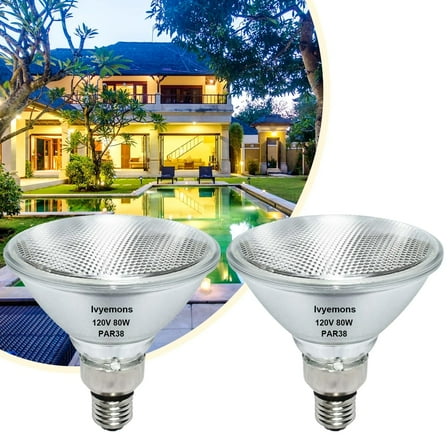 Ivyemons PAR38 Flood Light Bulbs 80W 120V E26 Base Dimmable 2800K Warm White 950 Lumens Halogen 2 Pack
