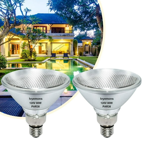Ivyemons PAR38 Flood Light Bulbs 80W 120V E26 Base Dimmable 2800K Warm White 950 Lumens Halogen 2 Pack