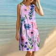 thumbnail image 4 of VBTAPA Summer Dresses for Women Boho Floral Print Sleeveless Keyhole Midi Dress Plus Size Casual Beach Sundresses Loose Flowy Tunic Dress Pink XXL, 4 of 9