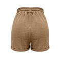 thumbnail image 4 of Wycnly on Sale Shorts for Women Womens Cotton Linen Shorts Summer Casual Solid Loose Straight Leg Short Pants Fashion Drawstring Elastic Waist Ladies Shorts with Pockets, 4 of 5