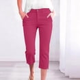thumbnail image 2 of cfhntfmh Women Side Slit Capri Pants Stretchy Slim Fit Yoga Capris Casual Athletic Running Pants Work Clothes, 2 of 7