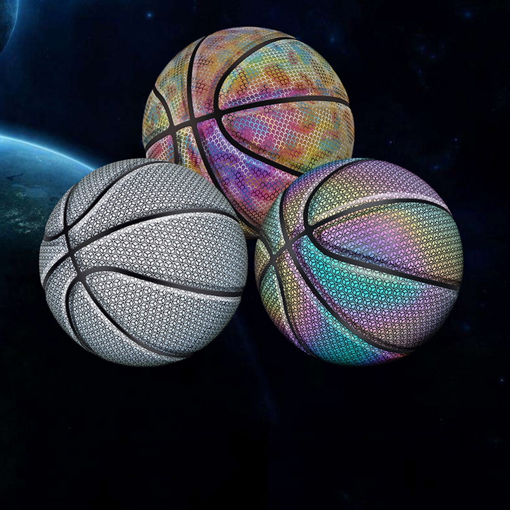 Diamond Lattice Pattern PU Night Training Glowing Basketball with 1 Pc Mesh Bag and 2 Pcs Gas Pin Set BESPORTBLE Luminous Basketball 