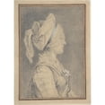 thumbnail image 2 of Augustin de Saint-Aubin 14x18 Gold Ornate Wood Frame and Double Matted Museum Art Print Titled - Half Figure of a Woman Wearing a Cap, in Profile to Right (1770), 2 of 4