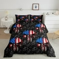 thumbnail image 2 of jejeloiu Spooky Gothic Skull Queen Comforter Set,Retro Damask Flowers Bedding Sets,American Flag Print Bedding Comforter Set For Men Women,Microfiber Bedroom Decor Reversible,3pcs, 2 of 8