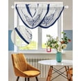 thumbnail image 3 of Waterfall Valances for Windows, Blue Compass Nautical Kitchen Sheer Valance Curtains, Coastal Abstract Art Retro Rod Pocket Elegant Swag Valances for Living Room Bedroom, 47.2"x38.5", 3 Panel, 3 of 8