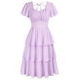 thumbnail image 1 of Vestido Belle Poque con volantes en morado claro para mujer, 1 of 6