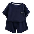 thumbnail image 4 of ITSAME Boys Summer Outfit Sets Crewneck T-Shirt and Shorts 2-Piece Kids Loose Casual Clothes Dark Blue Size 2-3, 4 of 5