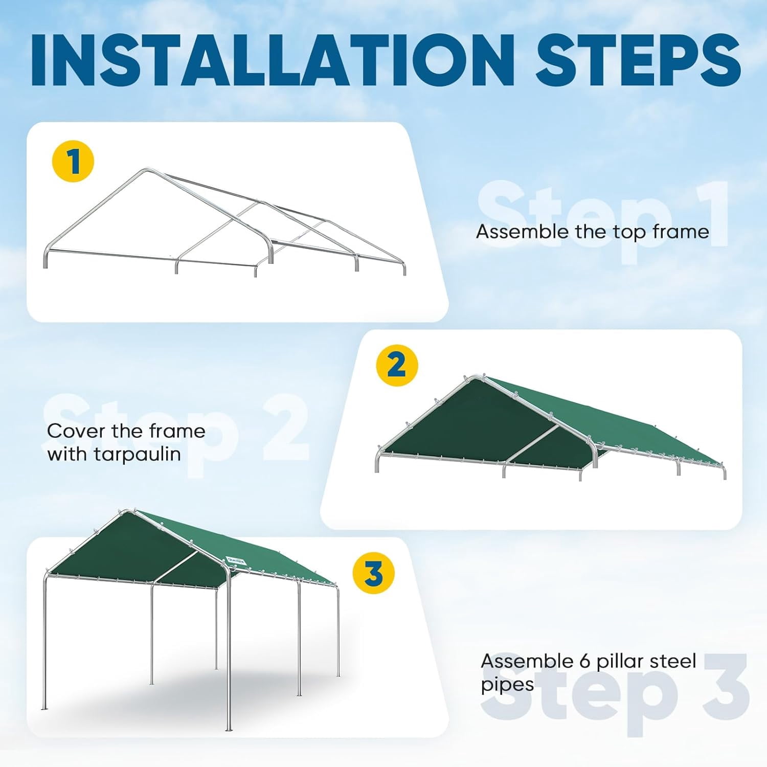 Quictent 10'X20' Heavy Duty Carport Car Canopy Outdoor Car Shelter Canopy Boat Shelter-Green