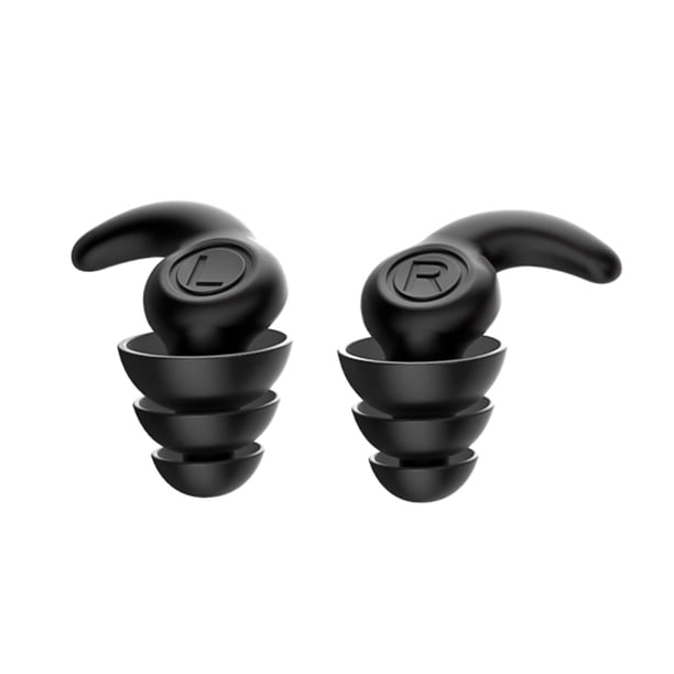 1 par de tapones para los oídos de silicona a prueba de agua para dormir, tapones para los oídos para nadar, color negro