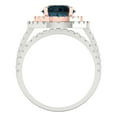 thumbnail image 4 of Clara Pucci 18K White/Rose Gold Round Cut 2Ct Natural London Blue Topaz Engagement Ring + Matching Band - Luxury Box Included, 4 of 7