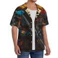 thumbnail image 2 of Balery Vibrant Skull Soldier Men's Casual Button Down Shirt Short Sleeve Textured Summer Cuban Beach Shirts-3X-Large, 2 of 7