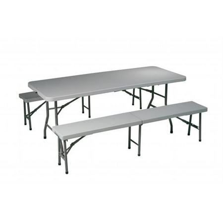 Avenue 6 Office Star Qt3965 3 Piece Folding Table And Bench Set