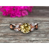 Surprisingly 1.25 Carat 6mm Round Cut Gemstone Champagne Diamond Moissanite Engagement Ring On 10k Rose Gold Champagne Diamond Moissanite Ring Promise Ring for Bride Art Deco Anniversary Gift