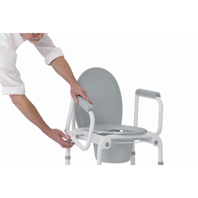 Medline Drop Arm Commode With Wheels – Mobile Toilet Chair