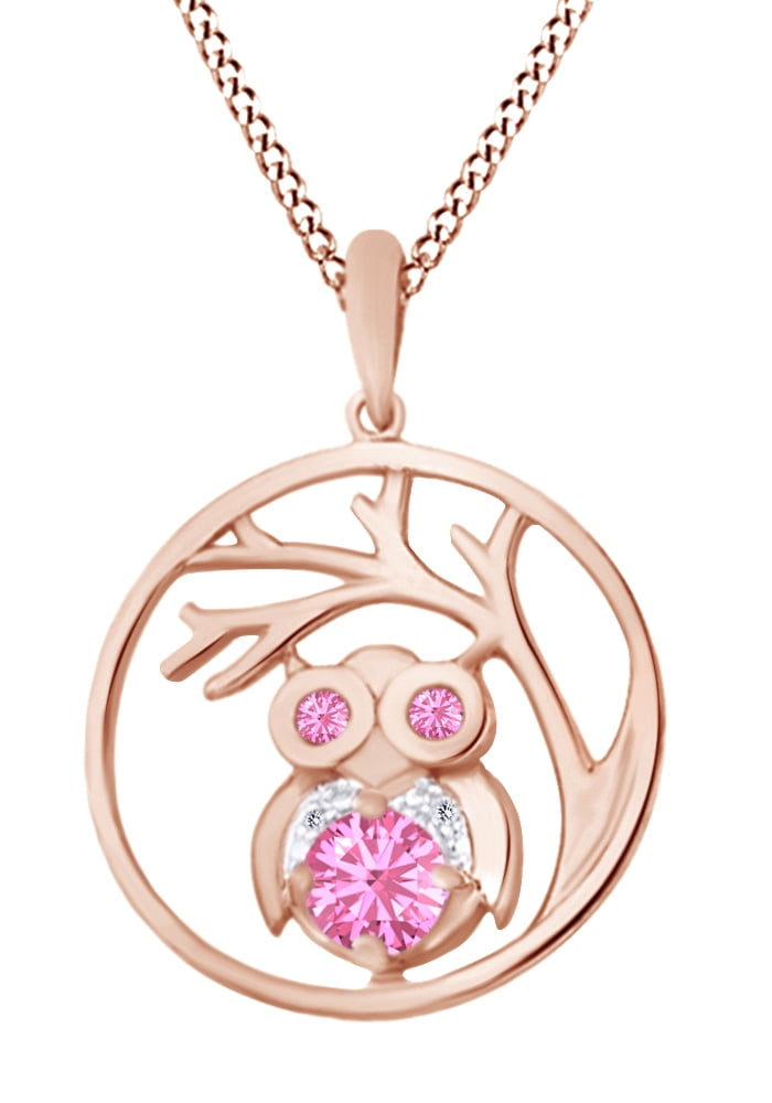 Jewel Zone US Tree of Life Pendant Necklace with Simulated Gemstone 14k Gold Over Sterling Silver