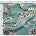thumbnail image 2 of Soimoi Asian Paisley Printed, Cotton Fleece, Fabric by The Yard Sewing DIY Stretch Fabric 56 Inches Wide, WarmFabric for Hats, Coats, Gloves, Blankets, Turquoise Green, 2 of 5