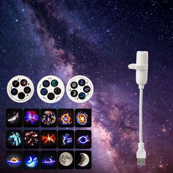 BUTOMKY 2-in-1 Ocean & Galaxy LED Projector Night Light, HD Dynamic 5D Holographic Lamp with 15 Patterns,360 Degree Rotatable Flexible Gooseneck, USB Powered Starry Sky Mood Light