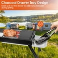 thumbnail image 3 of TeqHome Small Barbecue Grill 12" Charcoal Folding BBQ Grill with Shelf, Portable, 3 of 9