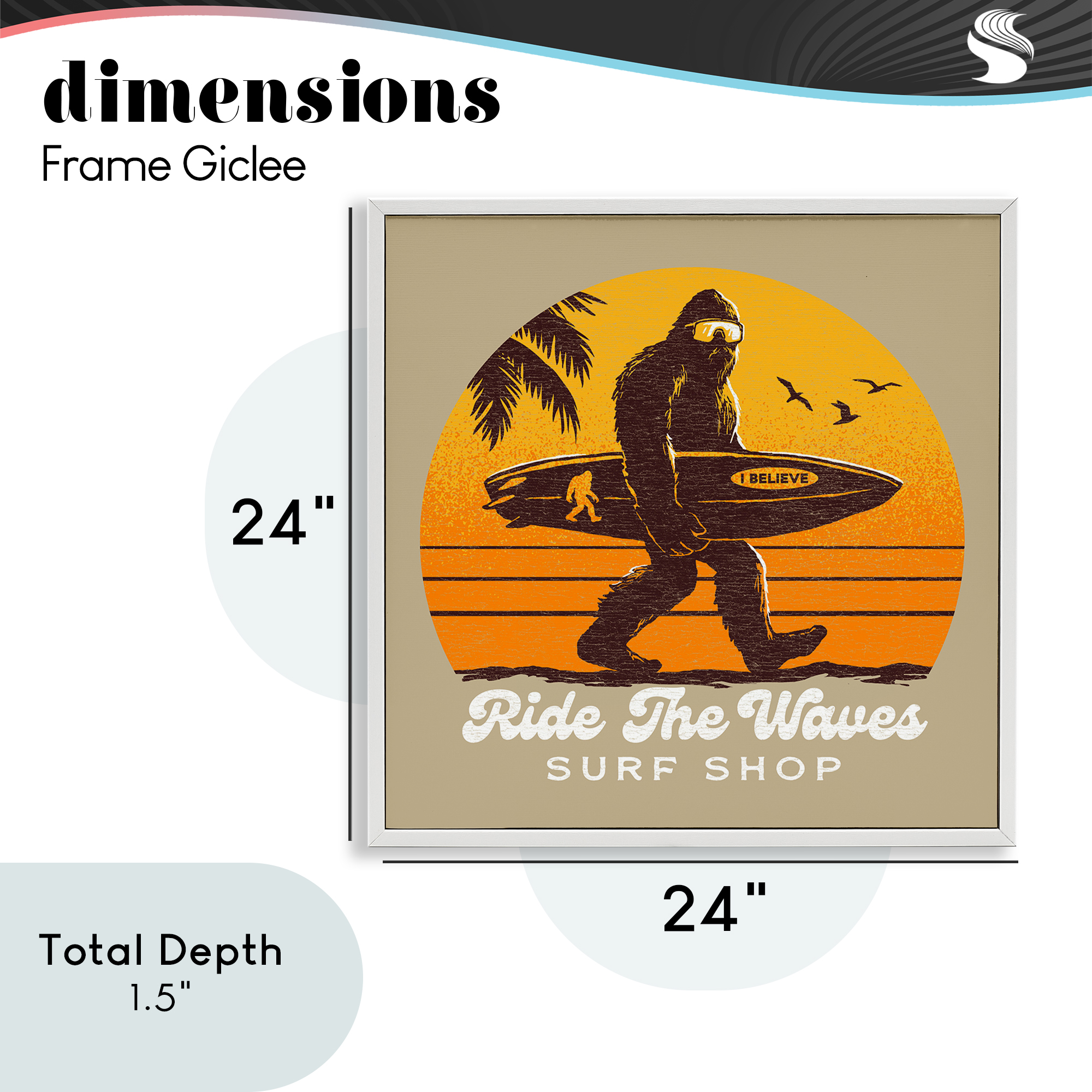 Ride The Waves Surf Shop White Framed Giclee Art, design by Jedco Brands Inc.