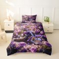thumbnail image 2 of Castle Fairy Purple Motorcycle Twin Bedding for Teens, Rose Garden Art Duvet Cover Set for Bedroom, Purple Pink,Black Reversible,2pcs,No Comforter, 2 of 5