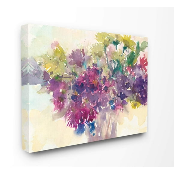 Stupell Industries Bursting Bright Purple Watercolor Bouquet Canvas Wall Art, 16 x 20, Multi-Color