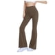 thumbnail image 2 of Pincandy Women's Solid Color High Waist Elastic Waist Yoga Pants, Flared Hem, Casual & Fitness Activities, 2 of 5