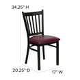 thumbnail image 6 of Emma + Oliver Black Vertical Back Metal Restaurant Chair - Burgundy Vinyl Seat, 6 of 12