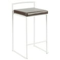 thumbnail image 2 of Fuji Contemporary Stackable Counter Stool In White With Brown Faux Leather Cushion - Set Of 2, 2 of 7