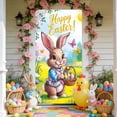 thumbnail image 5 of Luxcidy Easter Door Cover Cute Rabbit Door Party Decoration Supplies, Happy Easter Door Cover, Large Fabric Bunny Egg Door Banner, 72x35 Inch (P), 5 of 6
