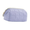 thumbnail image 4 of Bolsa de cosméticos acolchada, bolsa de maquillaje de algodón, bolsa de mano, bolsa de lápiz labial portátil y liviana, bolsa de artículos de tocador Violeta, 4 of 8