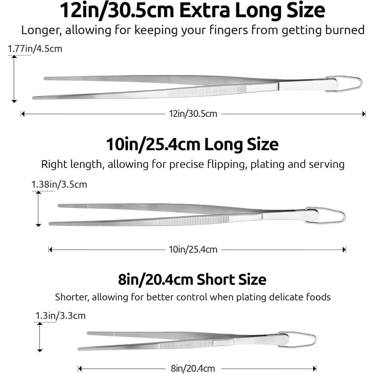 U-Taste Stainless Steel Kitchen Tweezers, 8 in, Pointed Tip photo 6