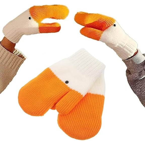 Winter Goose Gloves, Gloves Novelty Cartoon Animal Goose Duck, Cute and Funny Animals Glove, Cute Goose Mittens(1pc)