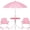 Pink, variant on Qaba Kids Picnic Table with 2 Folding Chairs and Umbrella, Green