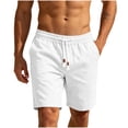 thumbnail image 4 of Men's Casual Summer Shorts Elastic Waist Drawstring Lightweight Cotton Linen Beach Lounge Wear with Side Pockets Comfortable Everyday Relaxed Fit Bottoms, 4 of 6