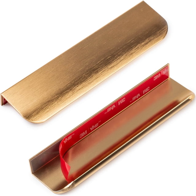 Tirador Adhesivo para Gabinetes RVPEKUPE 15 cm Dorado Cepillado Paquete de 10