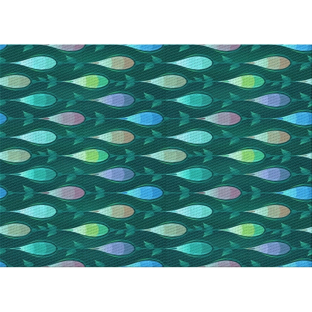 Ahgly Company Machine Washable Indoor Rectangle Transitional Medium Teal Green Area Rugs, 3' x 5'
