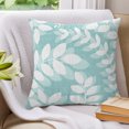 thumbnail image 3 of Pillow Covers 16x16 Set of 2, Pale Teal Leaves Throw Pillow Covers Decorative Couch Cushion Cover, Farmhouse Botanical Branch Vintage Boho Leaf Microfiber Soft Pillowcases for Bedroom Living Room, 3 of 9