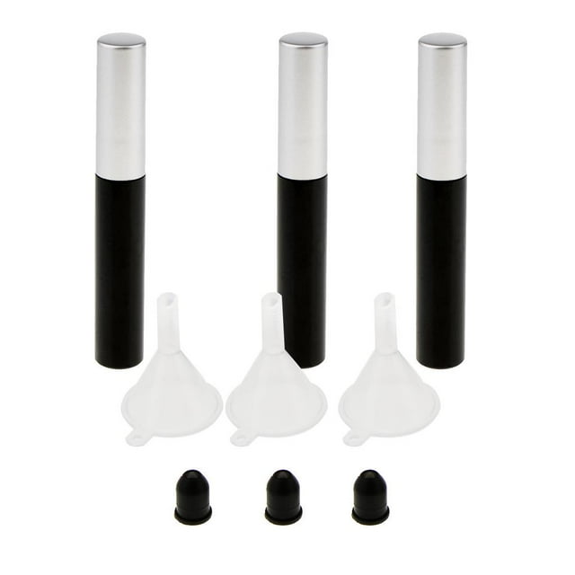 Kit de Viales de Botella de Tubo de Crecimiento de Pestañas de Rímel Vacío Recargable de 3 Piezas 10ml Negro perfecl