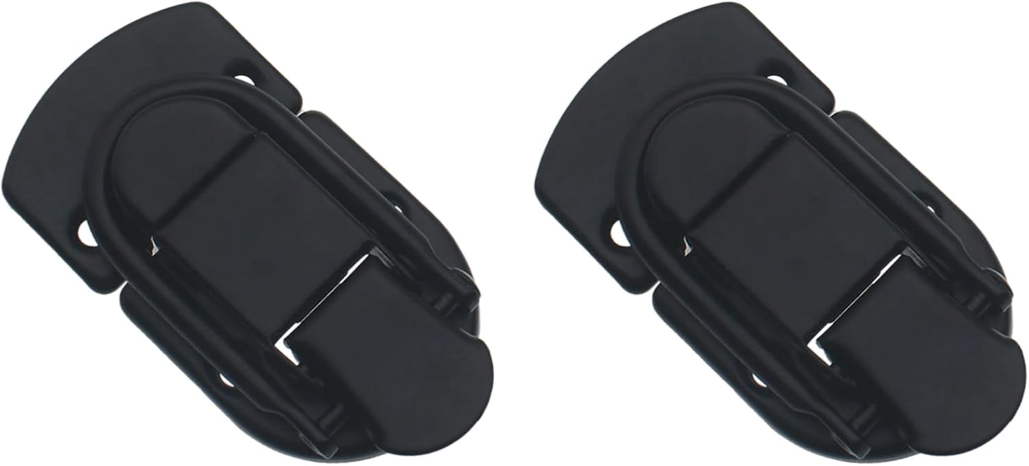 JJEAN-2 PCS Retro Toggle Latch Black Antique Flat Hasp Metal Duck Billed Hasp Lock for Wooden Box and Cabinet Decorative