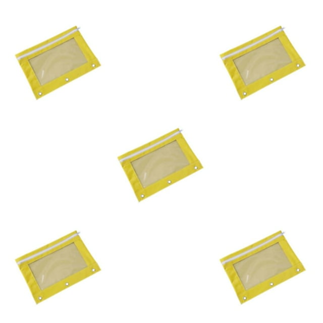 Baohd Pochette Pratique pour Ranger et Trier les Fournitures de Bureau Pochette Durable avec Fermeture Éclair Jaune 5Set